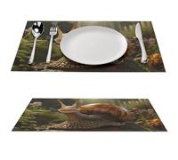 Juego de 2 manteles individuales con estampado de caracol, lavables, antideslizantes, de PVC, resistentes al calor, decoración de mesa para comedor, patio, restaurante