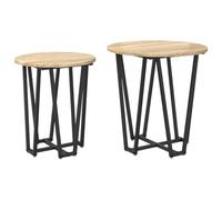 Juego de 2 mesas auxiliares Dab Sonoma y mesas auxiliares negras de madera | Encimeras, madera y metal, diseño loft, fácil montaje, simplicidad de mantenimiento, apto para sofás y sillones