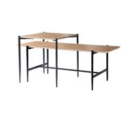 Juego de 2 mesas de centro nido con acabado efecto madera y patas de metal negro l100 cm - jessie 100 cm
