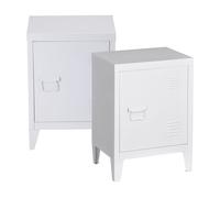 Juego de 2 mesas de noche inari con cerradura magnética 57 x 40 x 30 cm acero - blanco [en.casa]