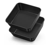 Juego de 2 moldes cuadrados para hornear, con revestimiento antiadherente, de 16 x 16 x 5 cm