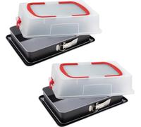 Juego de 2 moldes rectangulares con tapa, Dr. Oetker Back-Idee Kreativ, 42 x 29 cm, con revestimiento antiadherente, fabricados en chapa de acero
