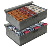 Juego de 2 organizadores para calcetines, con 30 compartimentos y tapa