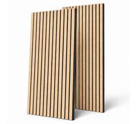 Juego de 2 paneles acústicos de madera chapada, 60 x 120 cm, paneles decorativos para paredes 3D, paneles acústicos para techo, sala de estar y oficina, roble natural