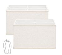 Juego de 2 pantallas rectangulares de 16 pulgadas de largo x 8 pulgadas de ancho x 10 pulgadas de alto, pantallas grandes beige para lámparas de mesa, lámparas de pie, reemplazo de pantalla de lámpara