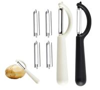 Juego de 2 peladores de acero inoxidable, incluye 4 cuchillas de repuesto, pelador de patatas y verduras, compatible con Tupper, Fackelmann, WMF, Rösle, Solingen, pelador para zanahorias, pepinos