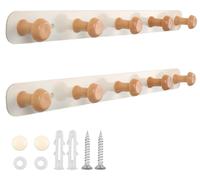 Juego de 2 perchas con 5 ganchos, 36 cm, color crema