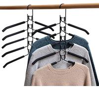 Juego de 2 Perchas para Ropa 5 en 1, con Esponja de Metal para Ahorrar Espacio, con Esponja de Goma EVA Multicapa para Chaqueta, Abrigo, Pantalones, Camisa, Color Negro