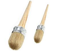 Juego de 2 pinceles de cera para pintura de tiza, 1 pulgada y 2 pulgadas de cerdas naturales redondos para pintar o encerar muebles decoración del hogar