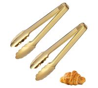 Juego de 2 pinzas de cocina, acero inoxidable, 24 cm, color champán dorado