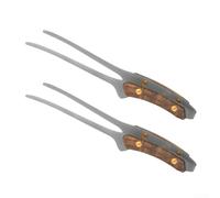 Juego de 2 pinzas de cocina profesionales, acero inoxidable a prueba de óxido con agarre ergonómico de madera, ideal para freidora de aire y servir bufé, 24 cm (plateado)