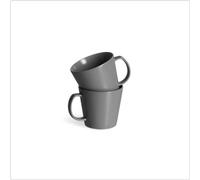 Juego de 2 platos de cerámica blanca Springlane Sweet Scandi, diámetro 27 cm, aptos para lavavajillas y microondas (tazas grises, 2 piezas)