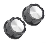 Juego de 2 pomos de repuesto para estufa de gas y horno, para botones de plástico resistentes con orificio de 6 mm, diseño antideslizante para cocina y airfryer, color negro