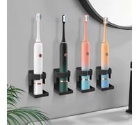 Juego de 2 porta cepillos de dientes de aluminio para montaje en pared, color plateado