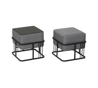 Juego de 2 puff tas reversibles apilables cuadrados 38x38x38 cm gris oscuro [en.casa]