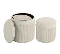 Juego de 2 puffs de terciopelo HOMCOM, reposapiés redondos, taburete redondo con tapa extraíble y asiento removible