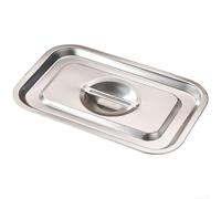 Juego de 2 recipientes gastronorm de acero inoxidable con tapa, bandeja rectangular apilable para buffet y cocina, cuenco profundo para servir 32 x 22 x 20 cm