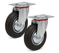 Juego de 2 ruedas giratorias 125 mm goma maciza llantas metálicas placa máx. 100 kg/rueda