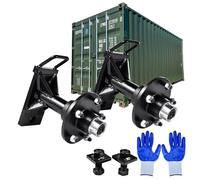 Juego de 2 ruedas para contenedores, husillo, capacidad de carga de 8800 Lbs para contenedores vacíos de 20/40 pies, 5 x 5,5 pulgadas con orificio de 6,5 cm, de acero frío 1045, premontado, fácil