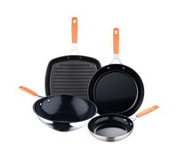 Juego de 2 sartenes ø16ø28cm + asador cuadrado 28x28cm + wok ø28cm en aluminio forjado para inducción compact san ignacio 28 cm
