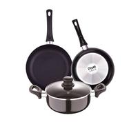 Juego de 2 sartenes ø20ø24cm + cacerola con tapa de ø24cm en aluminio prensado y antiadherente pixel chef sauce