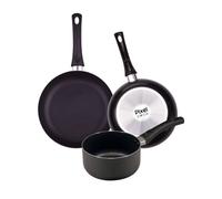 Juego de 2 sartenes ø20ø24cm + cazo de ø16cm en aluminio prensado y antiadherente pixel chef sauce
