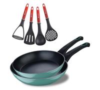 Juego de 2 Sartenes Ø20Ø24cm CLASSIQUE en aluminio forjado antiadherentes + Utensilios de cocina verdes Bergner 2 sartenes verdes + utr