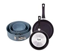 Juego de 2 sartenes ø20ø24cm en aluminio prensado y antiadherente + set de 3 moldes de horno redondos ø12ø18ø22cm pixel chef sauce