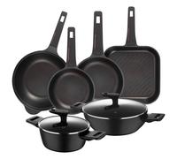 Juego de 2 Sartenes Ø20Ø24cm + Sartén Grill 28x28cm en aluminio fundido color Negro Copper Bergner BG CookSet1