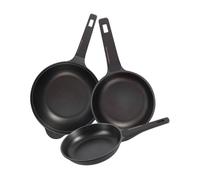 Juego de 2 sartenes ø20ø24cm + wok ø30cm en aluminio fundido color negro copper bergner 28 cm