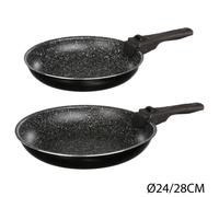 Juego de 2 sartenes de piedra + mango D24 28