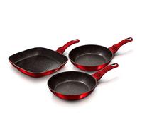 Juego de 2 Sartenes y Grill Inducción 20-24-28cm Aluminio Antiadherente sin PFOA