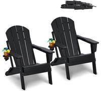 Juego de 2 sillas Adirondack de plástico, plegables, para exteriores, resistentes a la intemperie, color , ideales para colocar alrededor de una chimenea