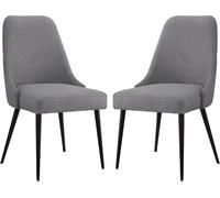 Juego de 2 sillas de cocina tapizadas en gris, con patas metálicas y asiento acolchado