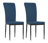 Juego de 2 sillas de comedor azul terciopelo marco hierro | Terciopelo suave, respaldo acolchado de espuma, marco de hierro estable, máx 110 kg por asiento, manual de montaje incluido