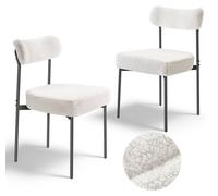 Juego de 2 sillas de comedor con diseño "bouclé", sillas de acento estilo modernista de mediados de siglo, tapizadas, ideales para mesas de comedor, sillas blancas para la cocina que ahorran espacio,