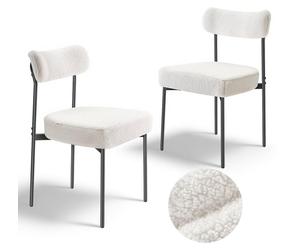 Juego de 2 sillas de comedor con diseño "bouclé", sillas de acento estilo modernista de mediados de siglo, tapizadas, ideales para mesas de comedor, sillas blancas para la cocina que ahorran espacio,