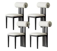 Juego de 2 sillas de comedor de cuero, sillas decorativas sin brazos con respaldo cilíndrico y patas de madera, tapizadas para sala de estar, oficina, sala de reuniones