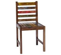 Juego de 2 sillas de comedor de madera maciza envejecida, hechas a mano | Madera reciclada, teca, mango, pino, haya, variaciones de color, capacidad de carga de 110 kg