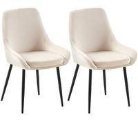 Juego de 2 sillas de comedor elmira terciopelo crema 53x50x86 cm