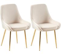 Juego de 2 sillas de comedor elmira terciopelo crema 53x50x86 cm