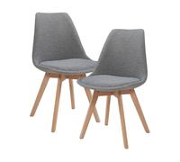 [en.casa] Juego de Sillas de Comedor Fläten Pack 2 Sillas Tapizadas Nórdicas Versátil Asiento Acolchado de Cocina Patas de Madera de Haya Cubierta Tejido Bouclé 82x49x54cm - Gris