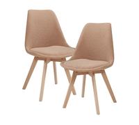 Juego de 2 sillas de comedor fläten estilo escandinavo 82x49x54cm bouclé - topo [en.casa]