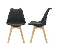 Juego de 2 sillas de comedor fläten estilo escandinavo 82x49x54cm cuero sintético - negro [en.casa]