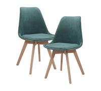 Juego de 2 sillas de comedor fläten estilo escandinavo 82x49x54cm pana - verde [en.casa]