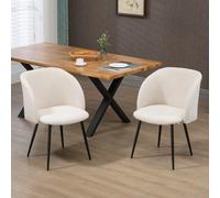 Juego de 2 Sillas de Comedor Homcom, Tela de Cocina con Efecto Lana Rizada, Silla de Salón, Patas de Acero