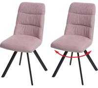 Juego de 2 sillas de comedor HWC-J69, silla para cocina, giratoria, con ajuste automático, de terciopelo, color rosa