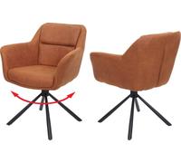 Juego de 2 sillas de comedor HWC-K33, silla para cocina, giratoria, con ajuste automático, tapizada en tela MVG, con apariencia de ante, color marrón