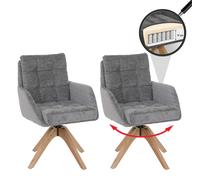Juego de 2 sillas de comedor HWC-Q36, silla para cocina, giratoria, tapizada en tela de chenilla (680g/m²), estructura de madera MVG, color gris
