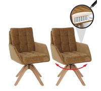 Juego de 2 sillas de comedor HWC-Q36, sillas de cocina, giratorias, tapizadas en tela de chenilla (680 g/m²), estructura de madera MVG, color mostaza